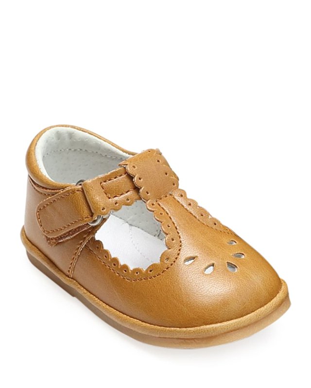 Dottie Scalloped Leather T-Strap Mary Jane,